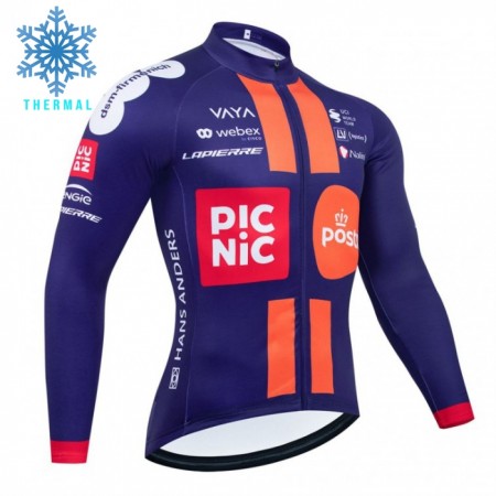Wielershirt 2025 Picnic Postnl Navy Lange Mouw Winter Thermal Fleece